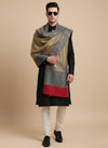 Bamboo Silk Gold Mens Shawl with Ornate Paisley Border | Classic Heritage Wrap (80 × 40 Inches)