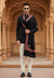 Woolen Mens Shawl in Black with Multicolour Kashmiri-Inspired Embroidered Border (80 x 40 Inches)