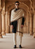 Classic Woolen Mens Shawl with Embroidered Border in Rich Beige (80 x 40 Inches)