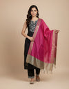 Rani Striped Silk Dupatta with Zari Border | Elegant Ethnic Drape (2.5 Metres Approx.)