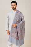 Printed Bamboo Silk Mens Shawl – Grey Floral Classic Wrap (80 x 40 Inches)
