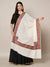 Woolen Women Shawl in Ivory with Multicolour Kashmiri-Inspired Embroidered Border (80 x 40 Inches)