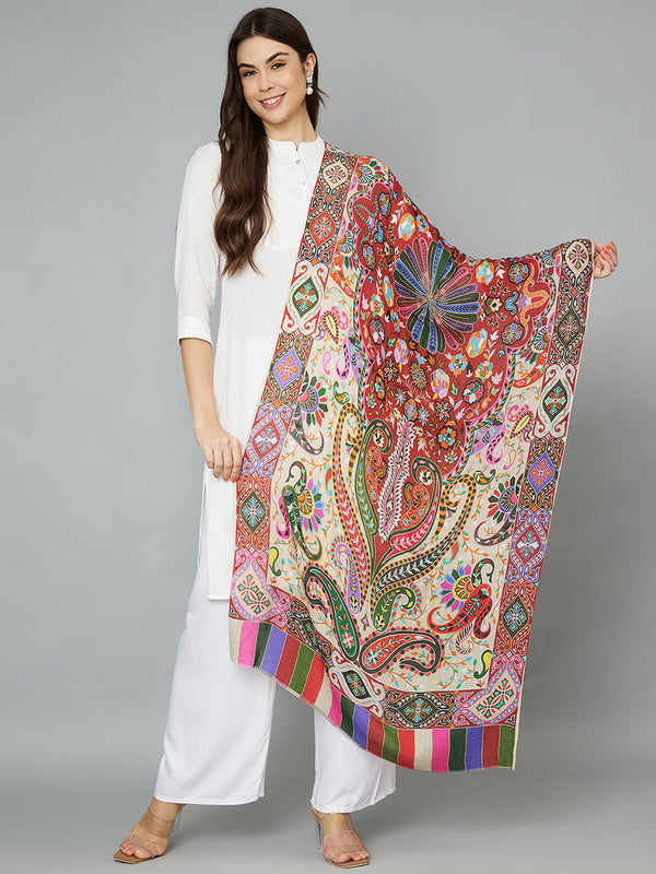 Bamboo Silk Heritage Printed Women Stole | Elegant Artisanal Statement Wrap (80 × 28 Inches)
