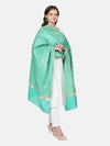 Teal Banarasi Silk Dupatta with Elegant Woven Floral Jaal (Size: 2.5x1 m Approx)