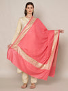 Pink Woolen Women Shawl with Gold Border – 80x40 Inches