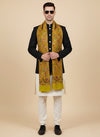 Printed Bamboo Silk Mens Shawl – Mustard Floral Classic Wrap (80 x 40 Inches)