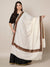 Ivory Woolen Women Shawl with Traditional Multicolour Embroidered Border (80 x 40 Inches)