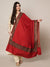 Woolen Women Shawl in Warm Red with Intricate Traditional Embroidered Border (80 x 40 Inches)