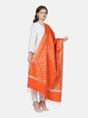 Orange Banarasi Silk Dupatta with Elegant Woven Floral Jaal (Size: 2.5x1 m Approx)