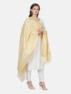 Ivory Gold Banarasi Silk Dupatta with Elegant Woven Floral Jaal (Size: 2.5x1 m Approx)