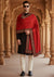 Woolen Mens Shawl in Warm Red with Heritage-Inspired Embroidered Border (80 x 40 Inches)