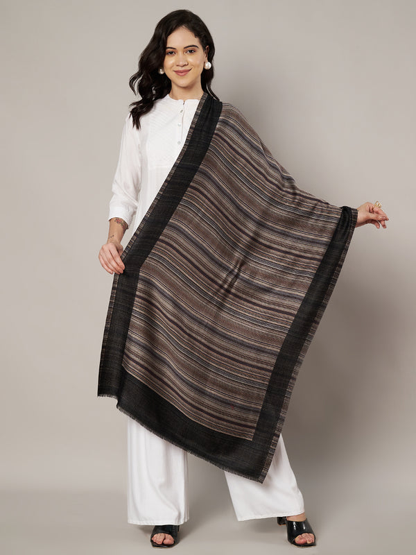 Reversible Woolen Women Stole with Fine Striped Weave | Soft Wrap (80 × 28 Inches)