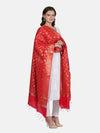 Red Banarasi Silk Dupatta with All-Over Woven Floral Motifs & Rich Zari Border (Size: 2.5x1 m Approx)