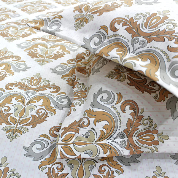 Queen Size 210 TC Elastic Fitted Cotton Bedsheet Set with 2 Pillow Covers (72 × 78 Inches)