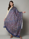 Printed Bamboo Silk Women Shawl – Blue Floral Statement Wrap (80 x 40 Inches)