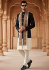 Ivory Woolen Mens Shawl with Traditional Multicolour Embroidered Border (80 x 40 Inches)