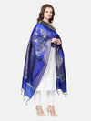 Blue Banarasi Silk Dupatta with Intricate Woven Zari Motifs & Classic Border (Size: 2.5x1 m Approx)