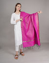 Pink Banarasi Silk Dupatta with Gold Zari Buti & Ornate Border (Size: 2.5x1 m Approx)
