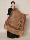 Elegant Brown Woolen Women Shawl with Embroidered Border – Ethnic Wrap (80 x 40 Inches)