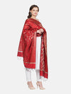 Maroon Banarasi Silk Dupatta with All-Over Woven Floral Motifs & Rich Zari Border (Size: 2.5x1 m Approx)