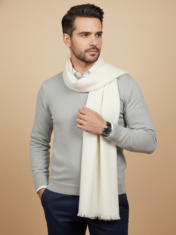 Solid Woolen Mens Stole | Classic Minimal Winter Wrap (80 × 28 Inches)
