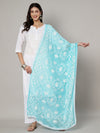 Sky Blue Karachi Chiffon Dupatta with Elegant Thread Embroidery (Size: 2.5x1 m Approx)