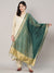 Bottle Green Chanderi Silk Dupatta with Gold Border & Tassels (Size: 2.5x1 m Approx)