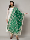 Green Georgette Dupatta with Hand Gota Patti Work (Size: 2.5x1 m Approx)