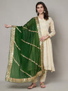 Green Chinon Dupatta with Gota Patti Border & Sequin Detailing (Size: 2.5x1 m Approx)
