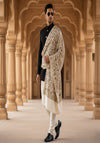 Woolen Mens Shawl with Traditional Bird & Floral Jaal Motifs and Ornate Woven Border (80 x 40 Inches)