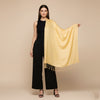Solid Viscose Golden Women Stole with Soft Drape & Fringed Finish | Lightweight Everyday Wrap (80 × 28 Inches)