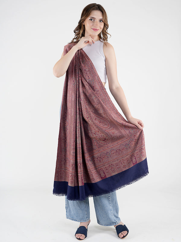 Blue Jamawar Wool Blend Women Shawl with Intricate Paisley Weave – 80×40 Inches