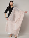 Pink Chanderi Cotton Dupatta with Subtle Floral Embroidery (Size: 2.5x1 m Approx)