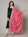 Pink Chinon Dupatta with Scalloped Embroidered Border & Sequin Motifs (Size: 2.5x1 m Approx)