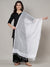 White Sheer Handwoven Cotton Dupatta with Tassel Finish (Size: 2.5x1 m Approx)