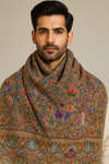 Printed Bamboo Silk Mens Shawl – Bottle Green Floral Classic Wrap (80 x 40 Inches)