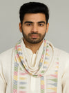 Woolen Mens Stole with Ikat-Inspired Woven Design | Refined Ethnic Wrap (80 × 28 Inches)