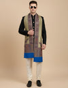 Bamboo Silk Gold Mens Shawl with Ornate Paisley Border | Classic Heritage Wrap (80 × 40 Inches)