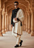 Classic Woolen Mens Shawl with Embroidered Border in Rich White (80 x 40 Inches)