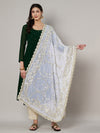 White Georgette Dupatta with Hand Gota Patti Work (Size: 2.5x1 m Approx)