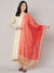 Coral Red Chanderi Silk Dupatta with Gold Border & Tassels (Size: 2.5x1 m Approx)