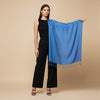 Solid Viscose Sky Blue Women Stole with Soft Drape & Fringed Finish | Lightweight Everyday Wrap (80 × 28 Inches)