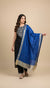 Blue Striped Silk Dupatta with Zari Border | Elegant Ethnic Drape (2.5 Metres Approx.)