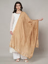 Beige Solid Cotton Dupatta with Subtle Texture & Tassel Ends (Size: 2.5x1 m Approx)