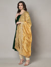 Gold Chinon Dupatta with Scalloped Embroidered Border & Sequin Motifs (Size: 2.5x1 m Approx)