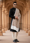 Woolen Mens Shawl with Intricate Traditional Motif & Ornate Woven Border | 80 x 40 Inches