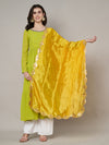 Yellow Silk Dupatta with Scalloped Cutwork Border & Sequin Highlights (Size: 2.5x1 m Approx)