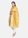 Cream Banarasi Silk Dupatta with All-Over Woven Floral Motifs & Rich Zari Border (Size: 2.5x1 m Approx)