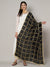 Black Chinon Dupatta with Gold Grid Embellishment (Size: 2.5x1 m Approx)