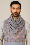 Printed Bamboo Silk Mens Shawl – Grey Floral Classic Wrap (80 x 40 Inches)